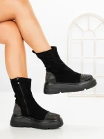 Ghete Dama cu Platforma 5AH66 BLACK-GUNCOLOR | MEI