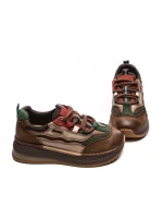 Pantofi Sport Dama din piele naturala A006-1 BROWN-GREEN | ADVANCER